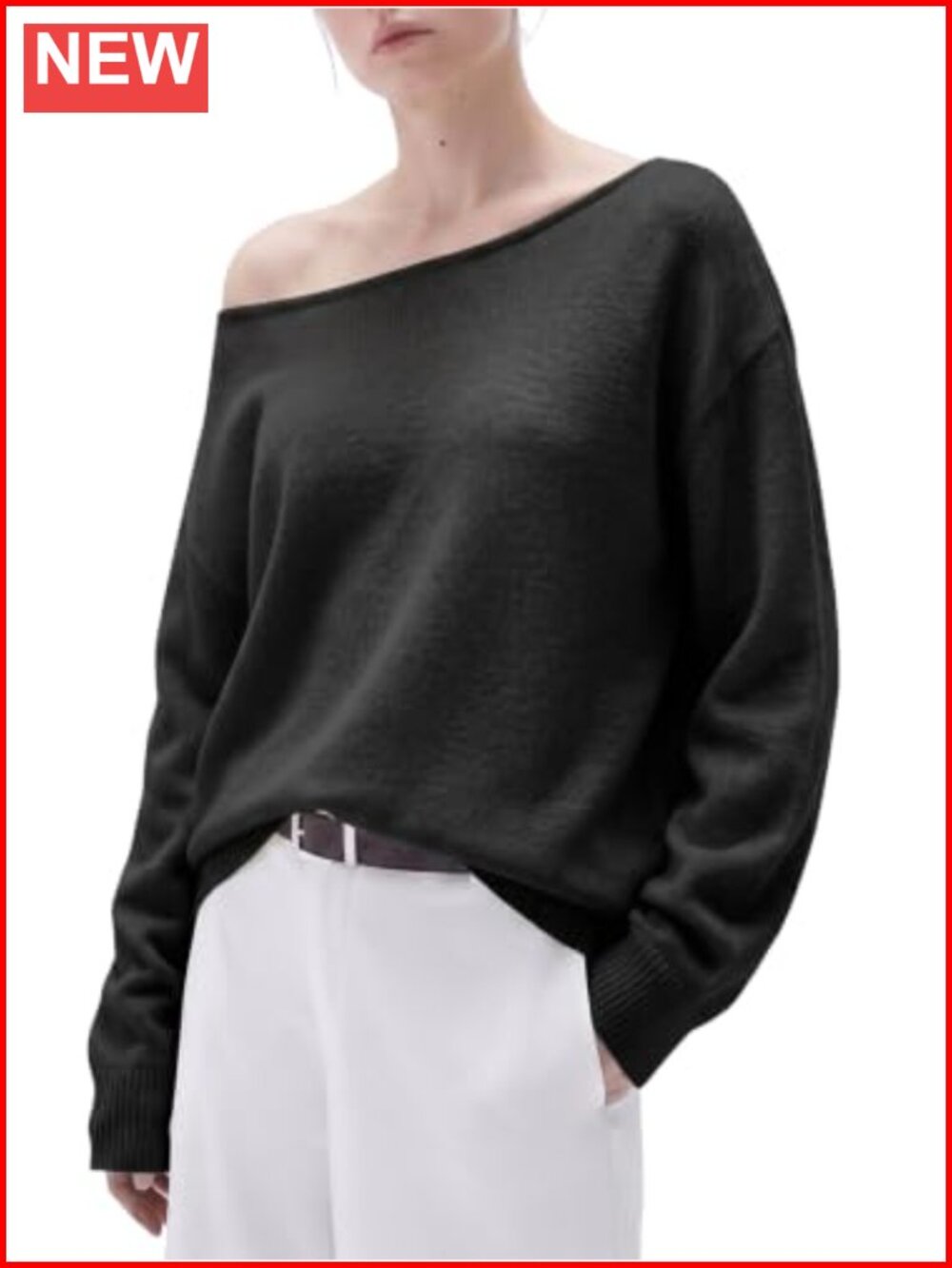 Oversized Cashmere Blend Pullover Sweater Women Boat Neck Long Sleeve Fall